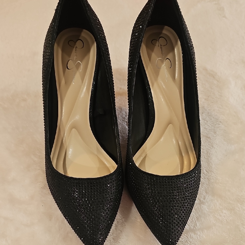 Jessica Simpson Black Sparkle Heels